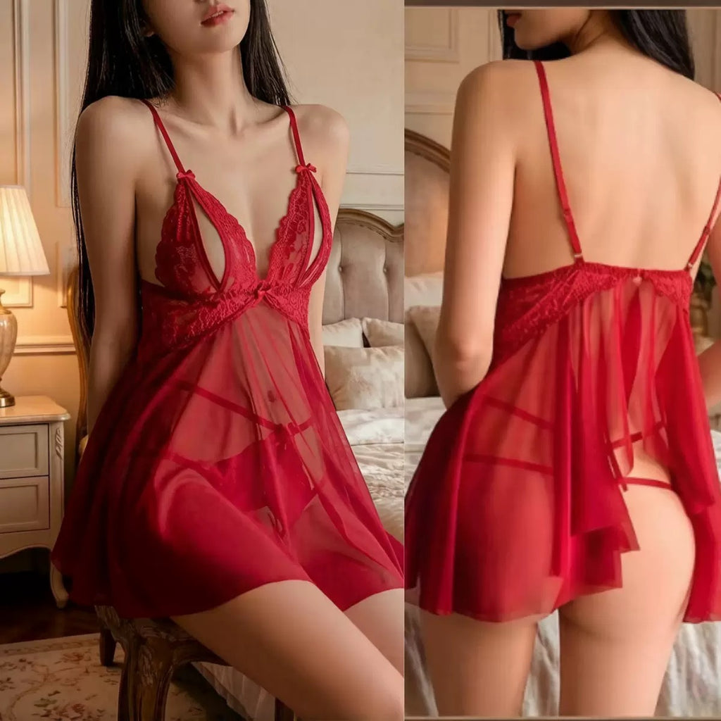 Pink babydoll sexy set 2 pieces