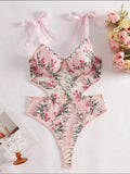 Bodysuit Lingerie Floral Embroidery