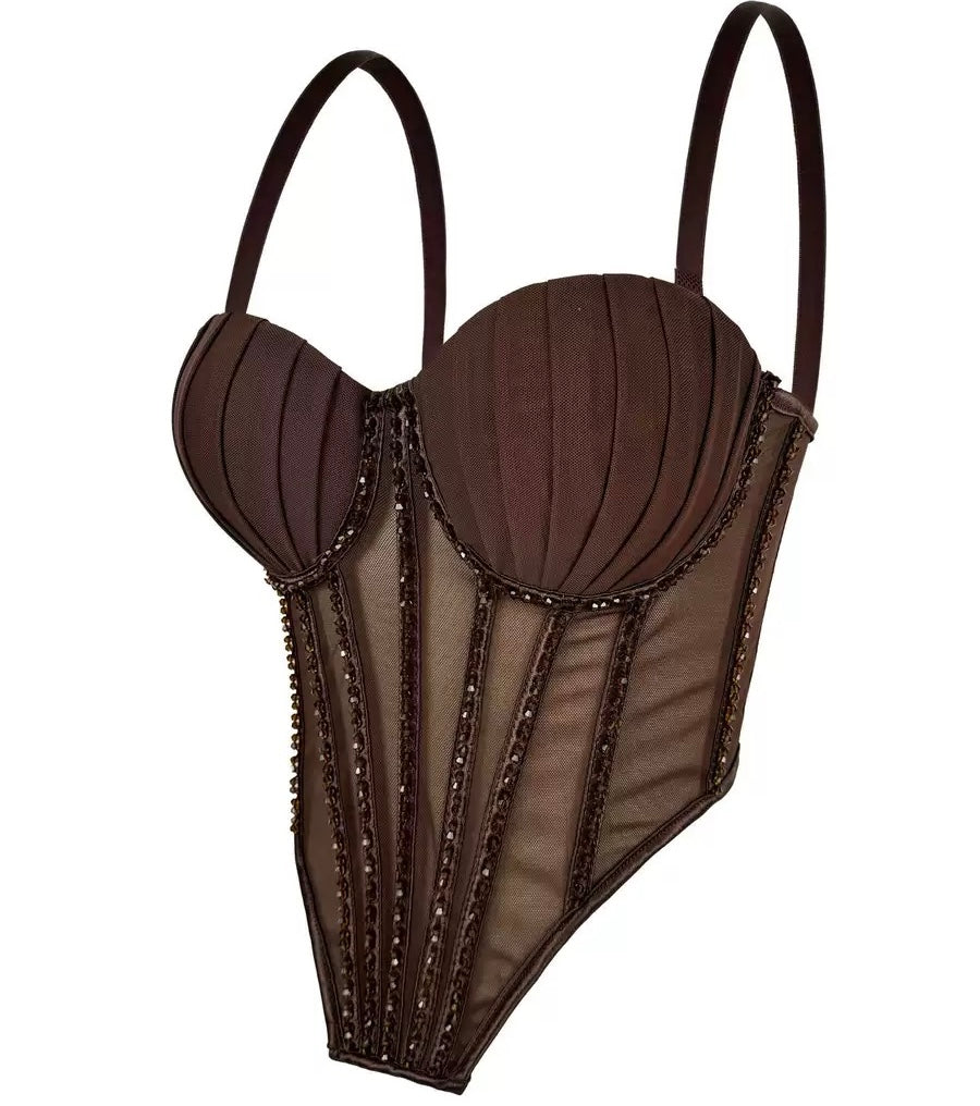 Brown corset with strass