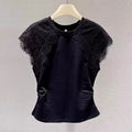 Round Neck Lace T shirt black