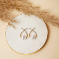 Fashion Cross Pearl Earrings